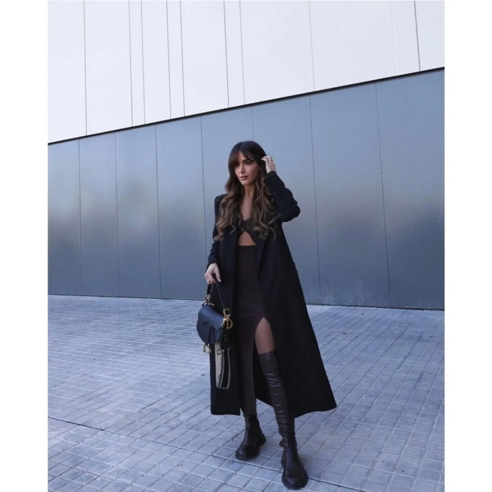 NWT Zara Black over the knee boots flat low heel black size 10/41
